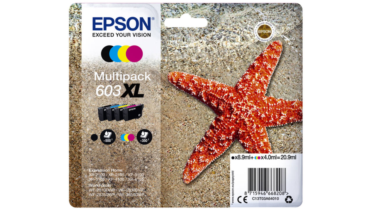 Inktcartridge Epson 603XL T03A6 zwart + 3 kleuren