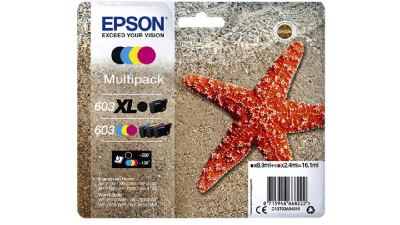 Inktcartridge Epson 603 T03A9 zwart XL+ 3 kleuren