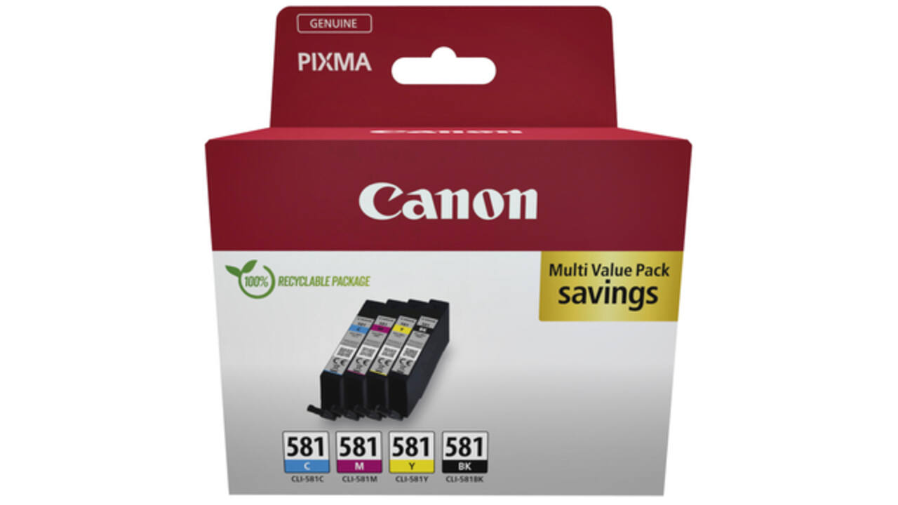 Inktcartridge Canon CLI-581 zwart + 3 kleuren