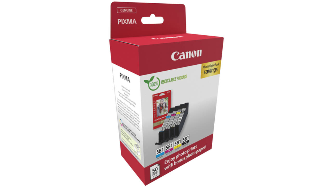 Inktcartridge Canon CLI-581 zwart + 3 kleuren
