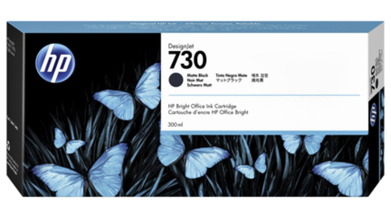 Inktcartridge HP P2V71A 730 300ml mat zwart