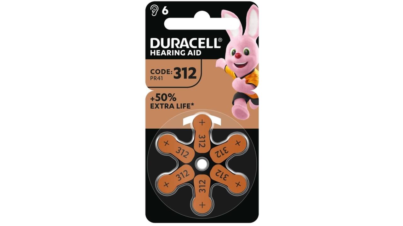 Batterij Duracell Hearing DA312 Ø7,9mm 180mAh 6 stuks