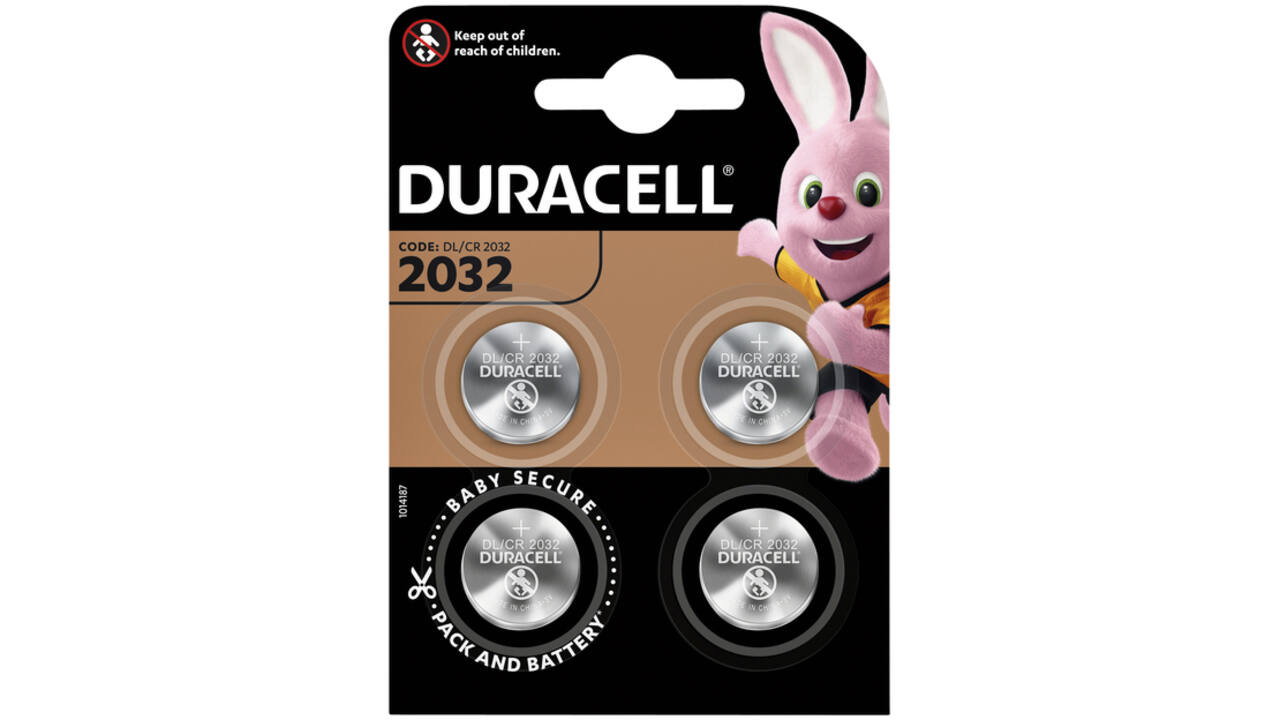 Batterij Duracell knoopcel 4xCR2032 lithium Ø20mm 3V-180mAh
