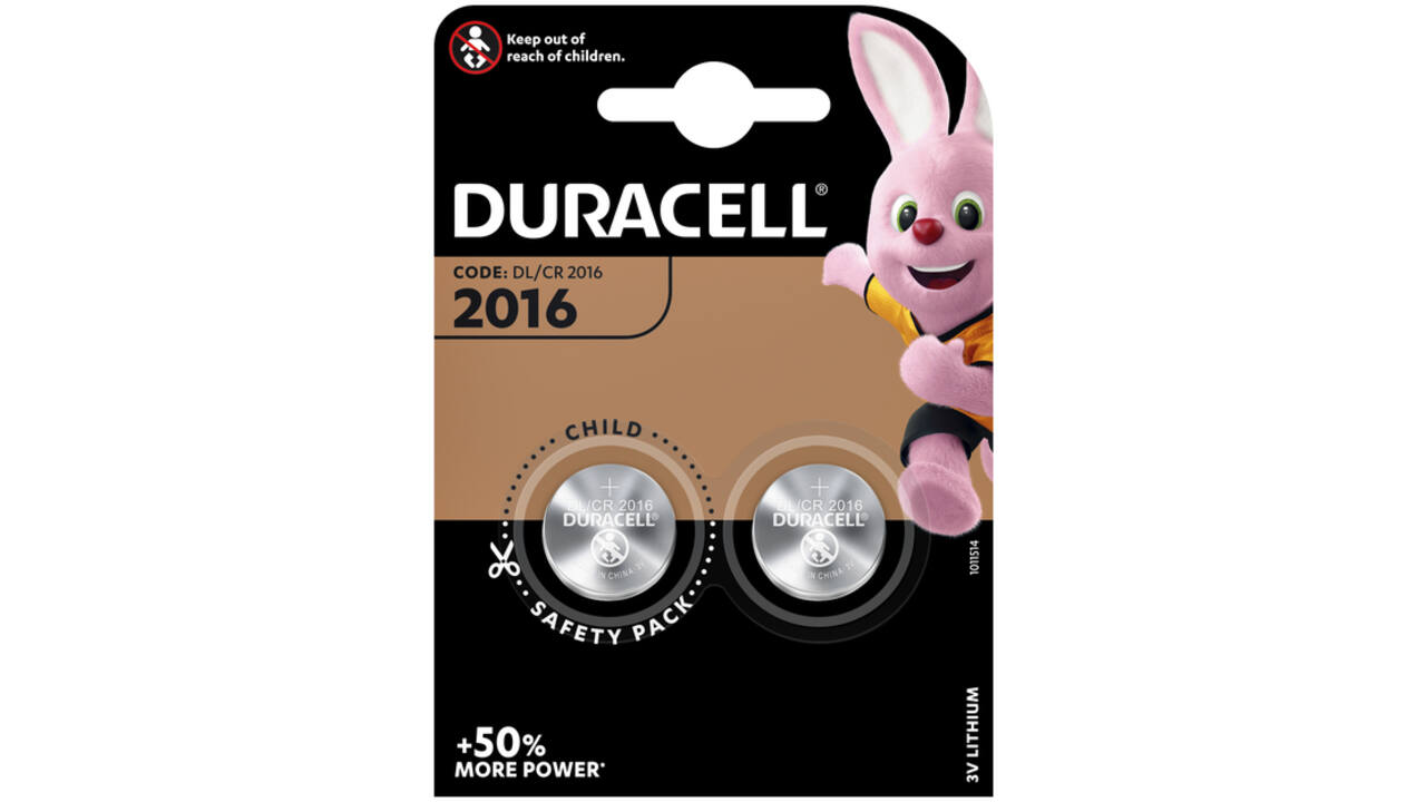 Batterij Duracell knoopcel 2xCR2016 lithium Ø20mm 3V-90mAh