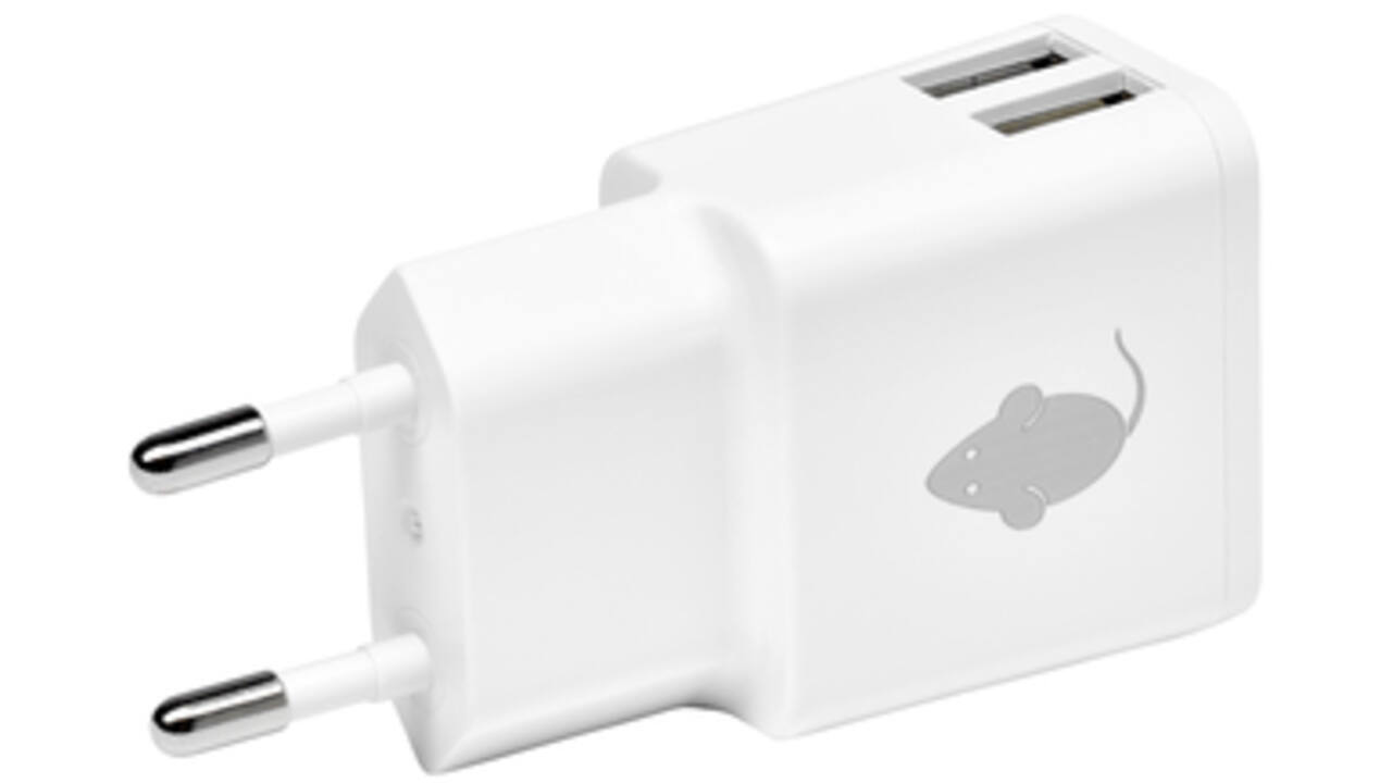 Oplader Green Mouse USB-A 2x 2.4A wit