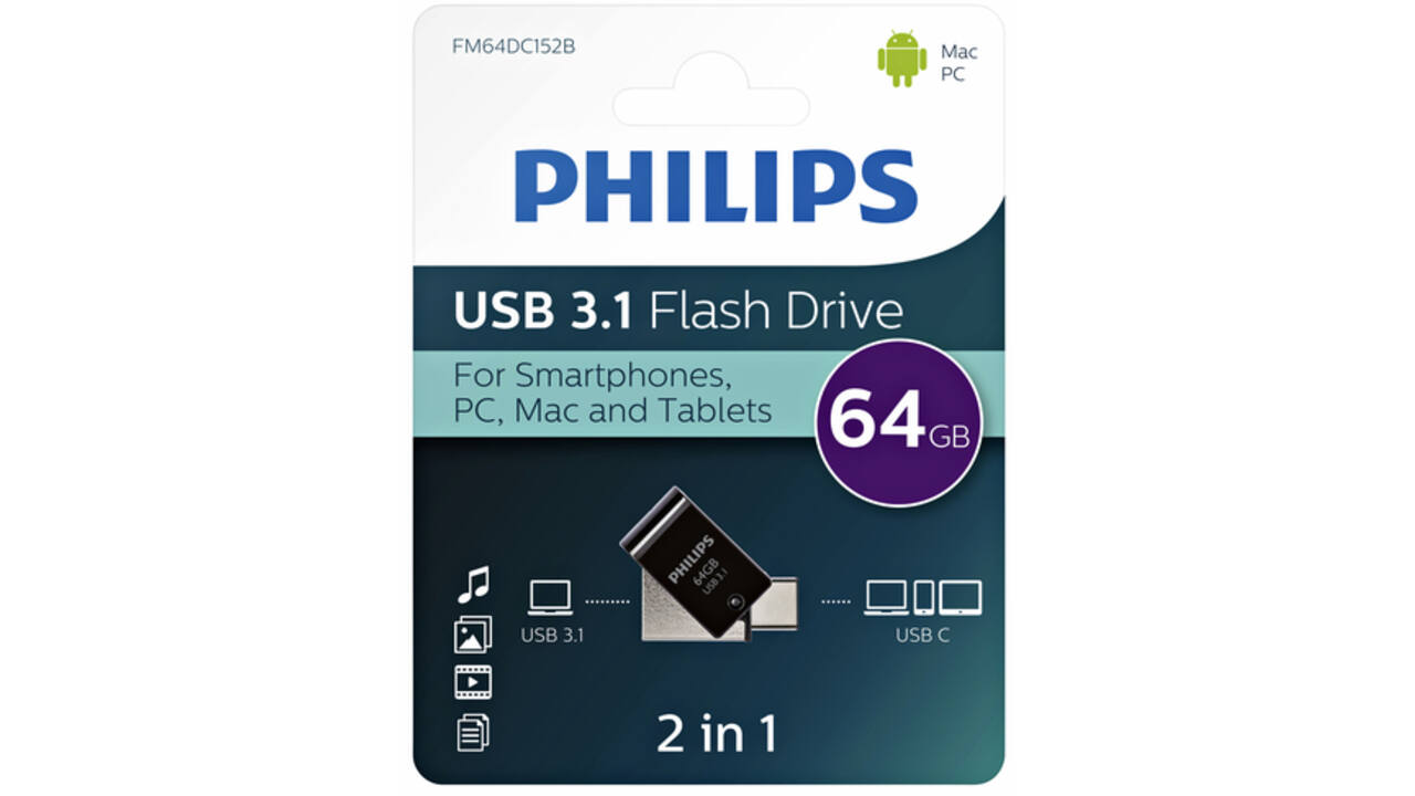 USB-stick 3.1 Philips USB-C 2-in-1 midnight black 64GB