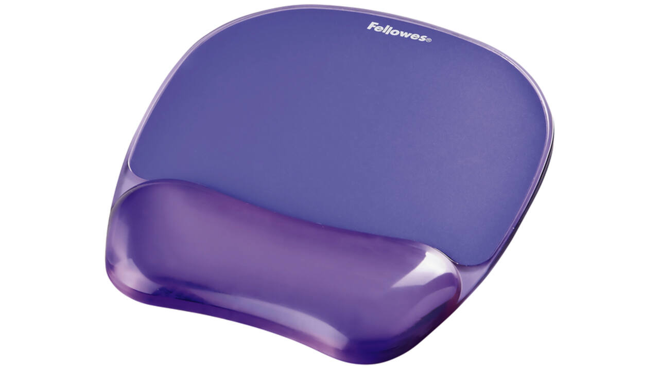 Muismat met polssteun Fellowes Crystals gel transparant paars