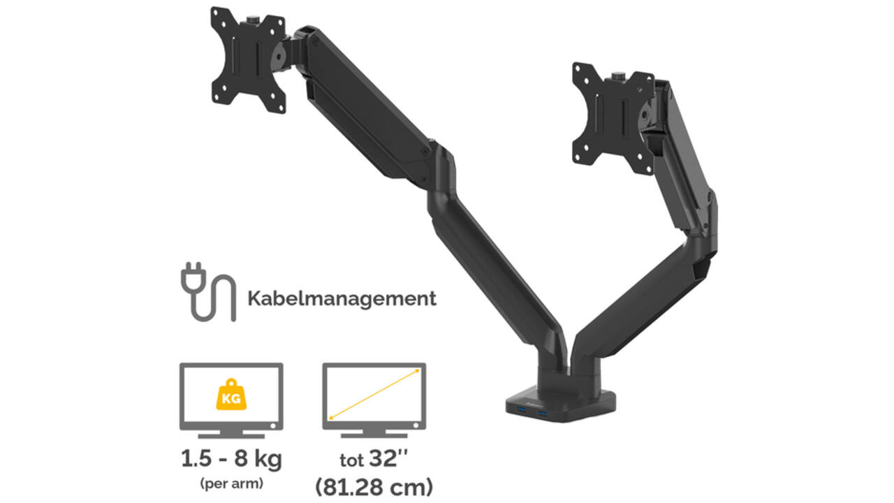 Monitorarm Fellowes Platinum Series dubbel horizontaal