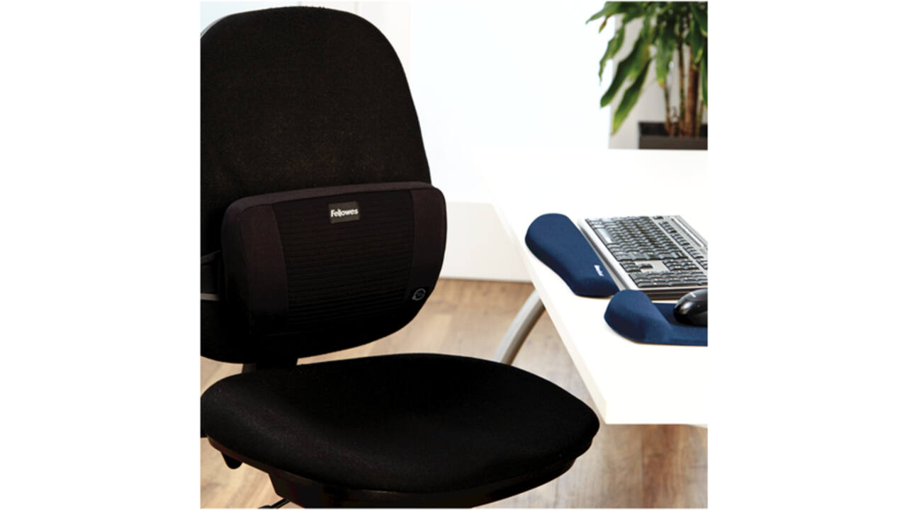 Muismat met polssteun Fellowes Plush Touch blauw