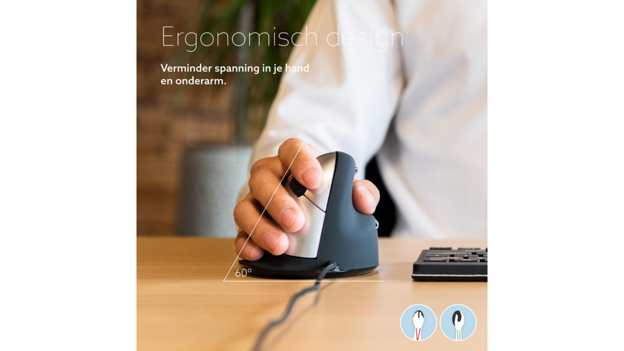 Muis R-Go Ergonomisch HE Break Draad Rechts M