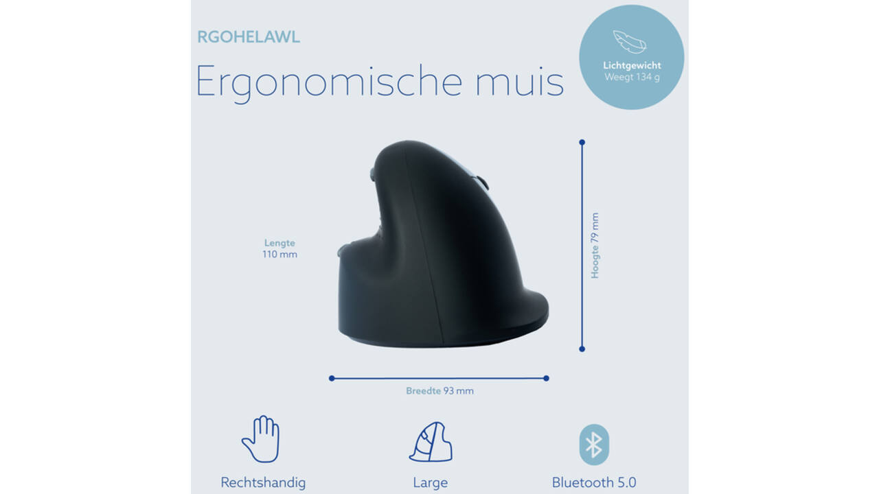 Muis R-Go Ergonomisch HE Break Wireless Rechts L