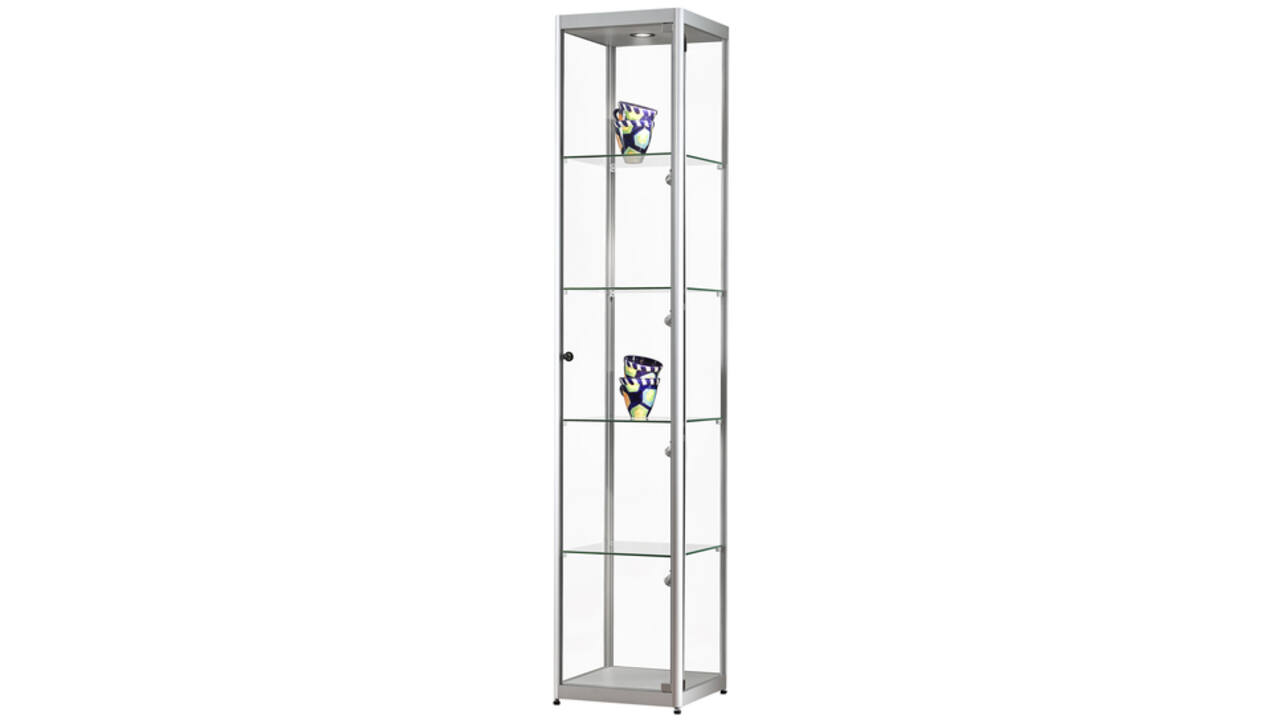Vitrine SDB 115-400 zilver led mag 400x400x2000mm