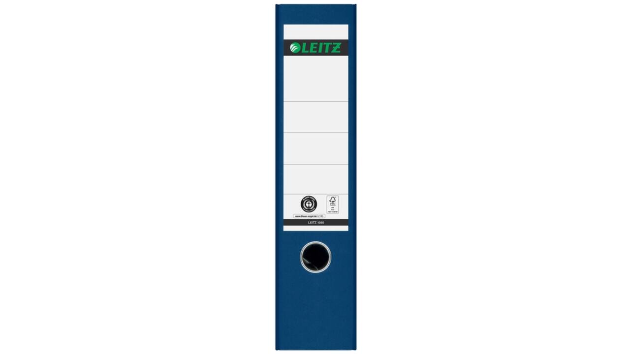 Ordner Leitz 1080 180° 80mm karton A4 blauw