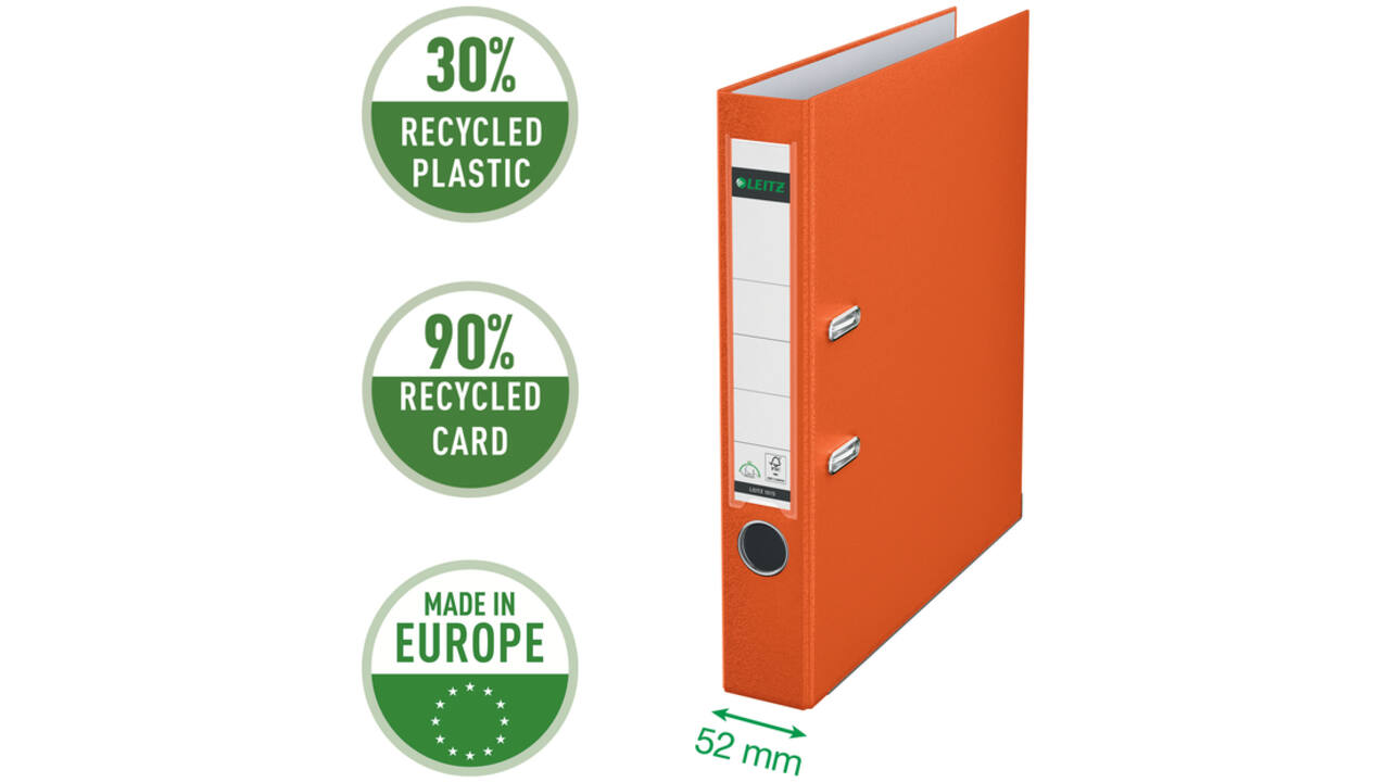 Ordner Leitz 1015 180° 52mm PP A4 oranje