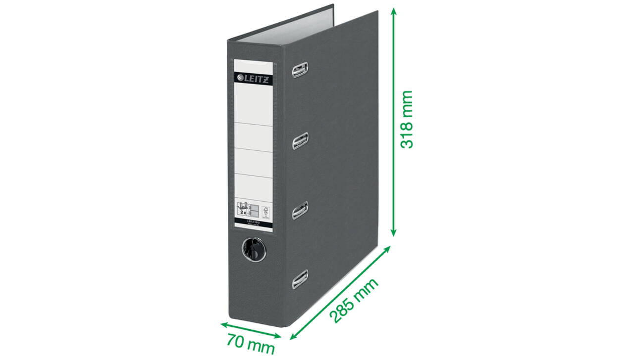 Giro-/bank ordner Leitz A4 met dubbele mechaniek 80mm PP groen