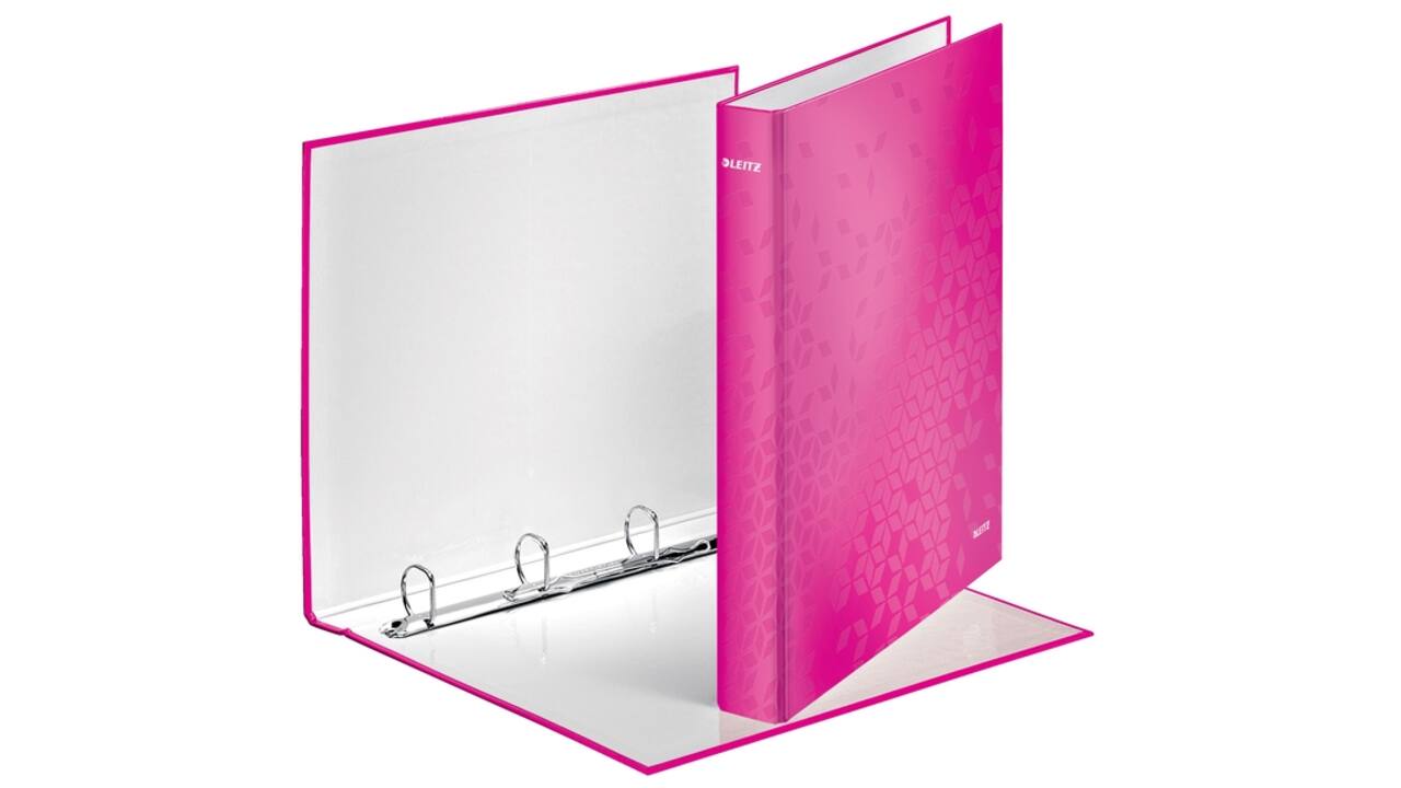 Ringband Leitz WOW A4 maxi 4-rings D-mechaniek 40mm roze