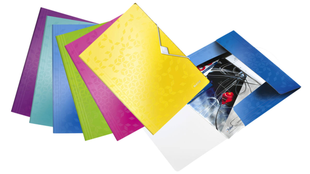 Elastomap Leitz WOW A4 3 kleppen PP roze
