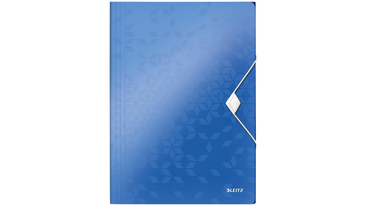Elastomap Leitz WOW A4 3 kleppen PP blauw