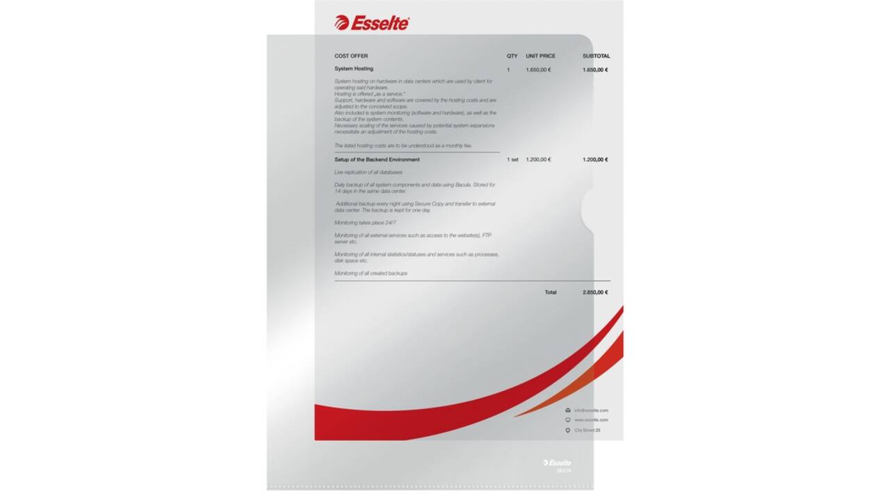 Insteekmap L-model Esselte standaard copy safe 0.11mm PP A4 transparant 10 stuks