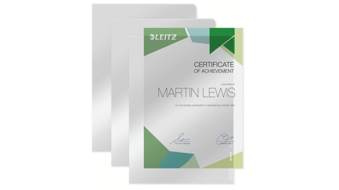 Insteekmap L-model Leitz Premium copy safe 0.15mm PVC A4 glashelder 100 stuks