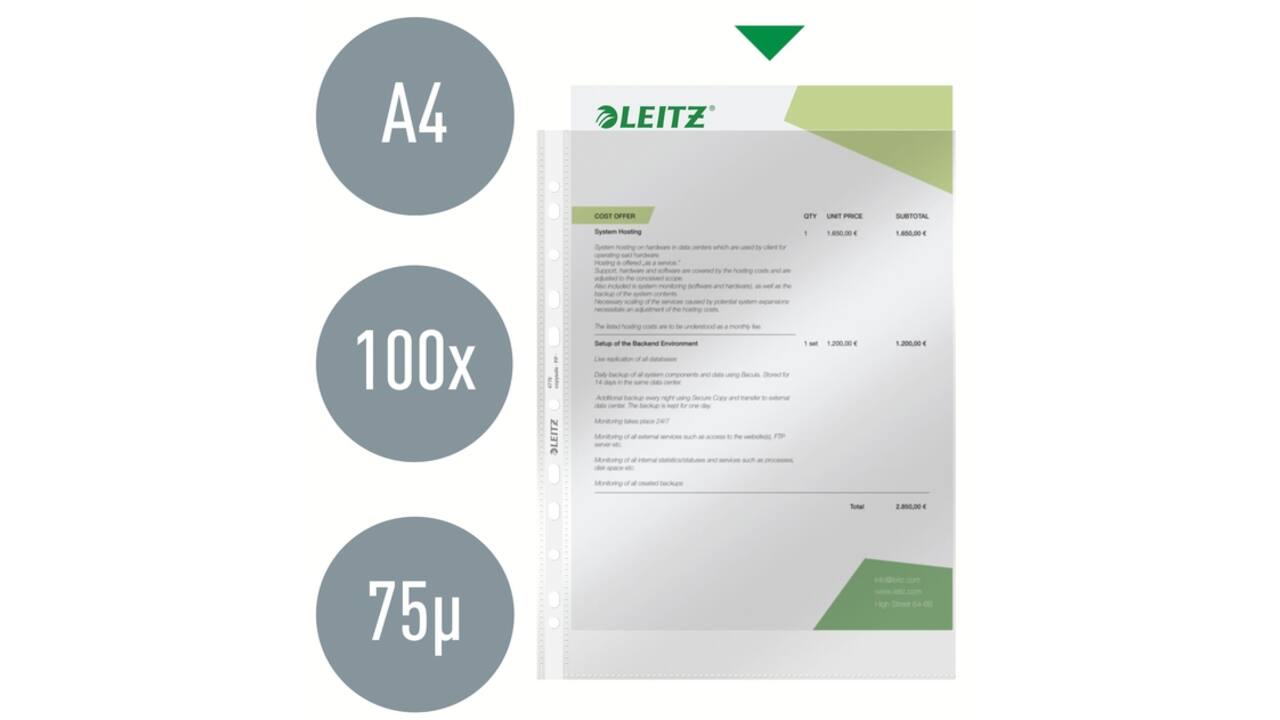 Showtas Leitz Premium standaard copy safe 0.08mm PP A4 transparant 100 stuks