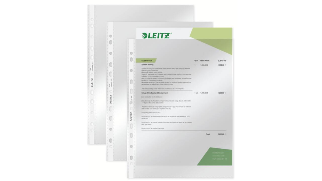 Showtas Leitz Premium standaard copy safe 0.08mm PP A4 transparant 100 stuks