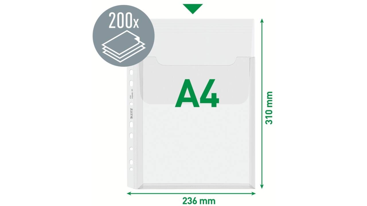 Harmonica showtas Leitz Premium met bovenklep copy safe PP A4 glashelder 5 stuks