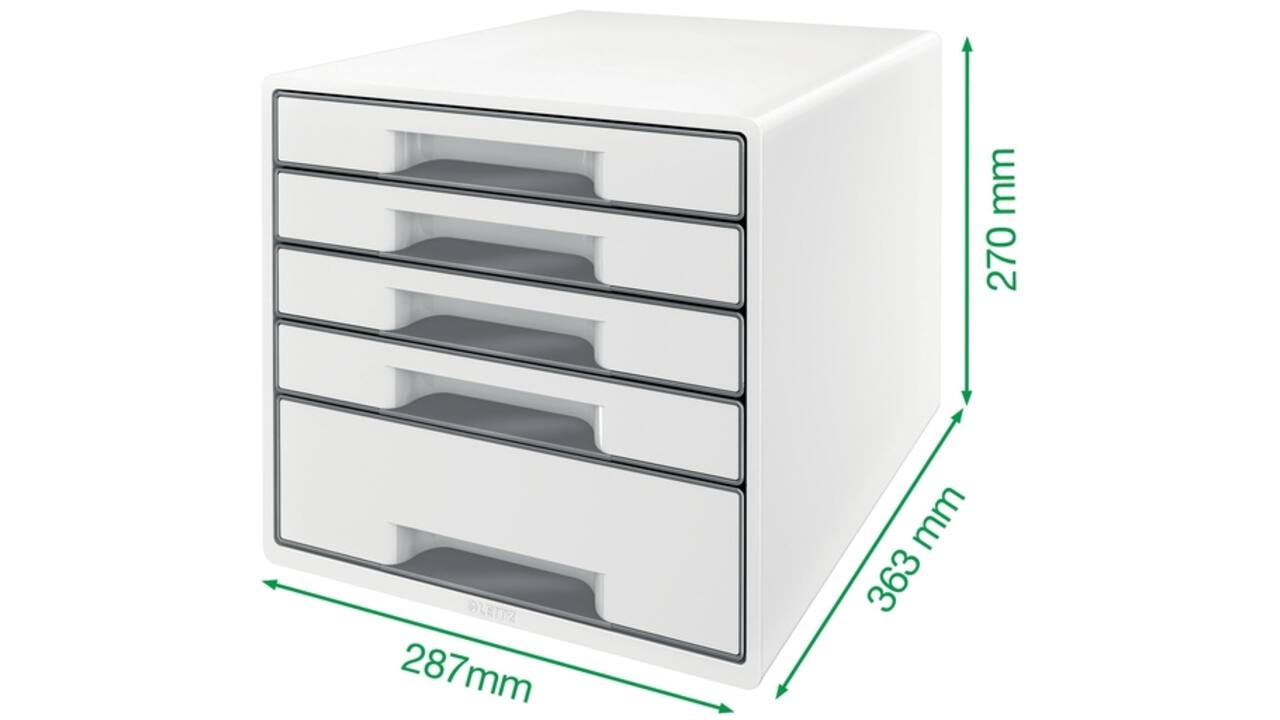 Ladenblok Leitz Wow Cube A4 maxi 5 laden wit/grijs
