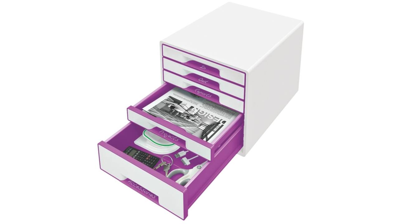 Ladenblok Leitz WOW 5 laden wit/paars
