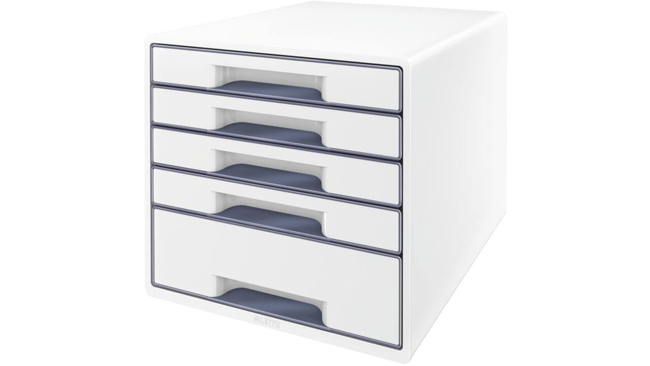 Ladenblok Leitz Wow Cube A4 maxi 5 laden wit/grijs
