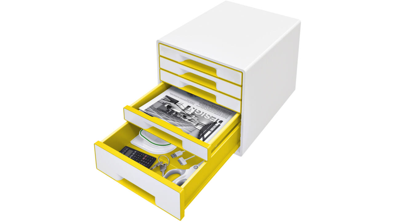 Ladenblok Leitz WOW Cube 5 laden wit/geel