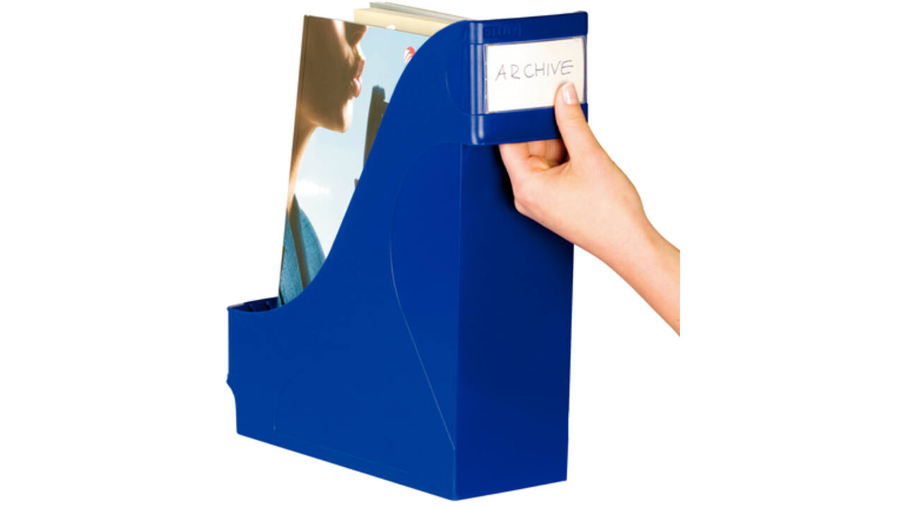 Tijdschriftencassette Leitz extra breed blauw