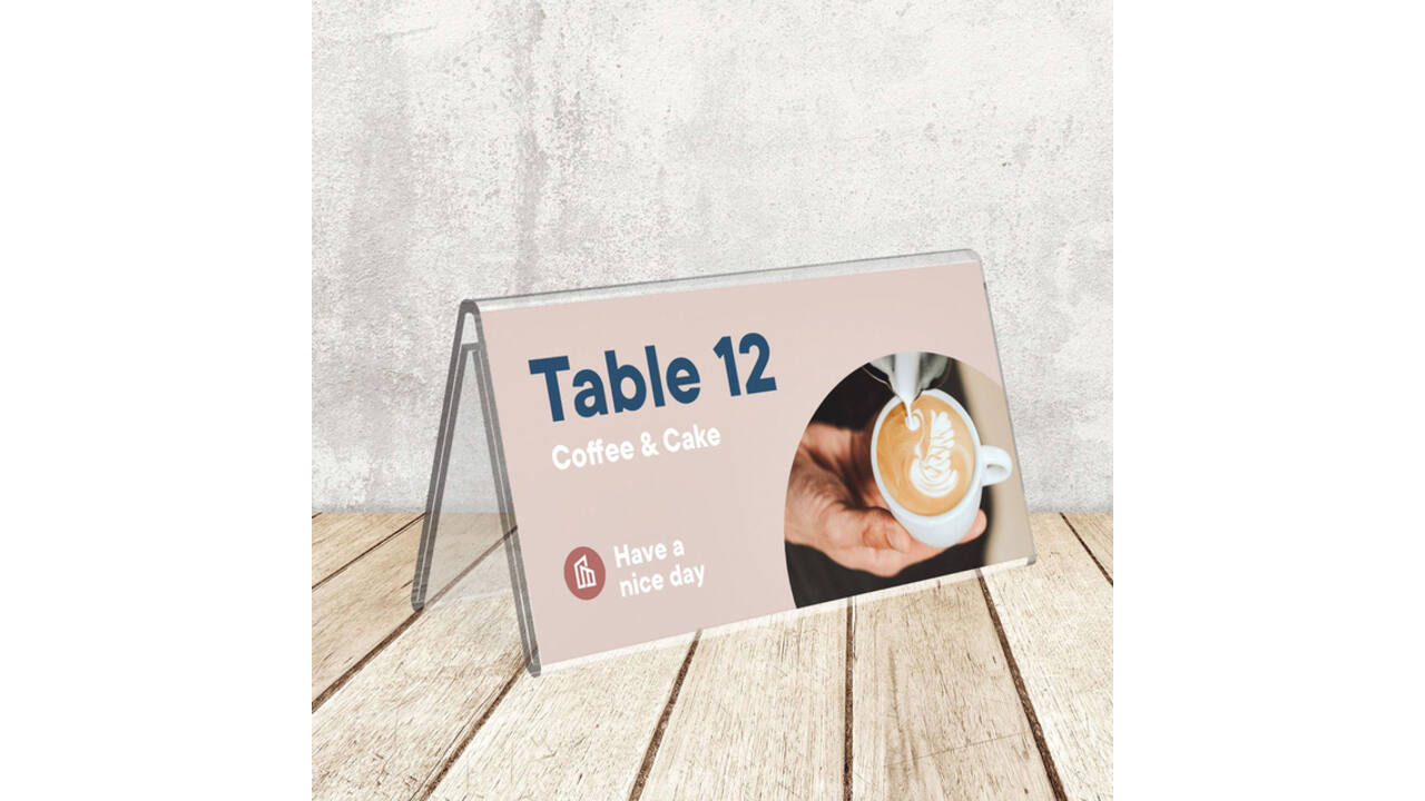 Tafelnaambord Europel V-standaard 150mmx70mm acryl