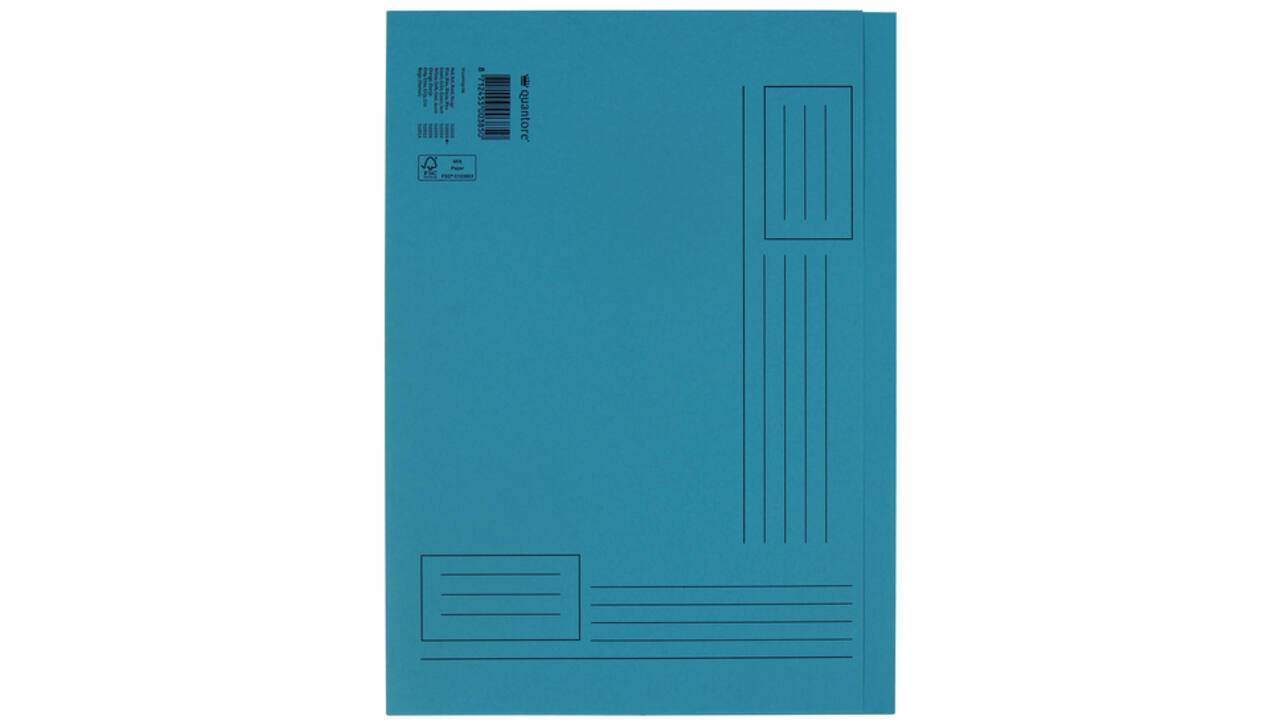 Vouwmap Quantore A4 ongelijke zijde 250gr blauw