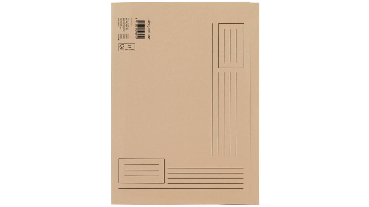 Vouwmap Quantore A4 ongelijke zijde 250gr beige