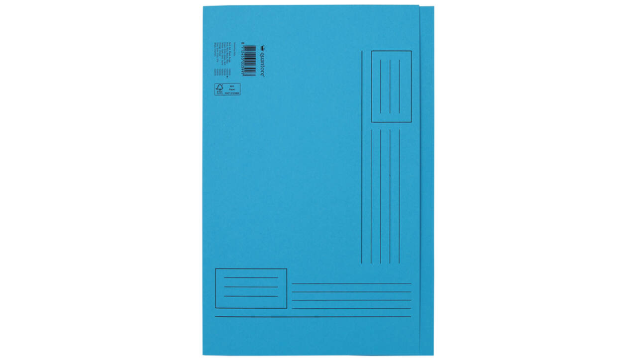 Vouwmap Quantore Folio ongelijke zijde 250gr blauw