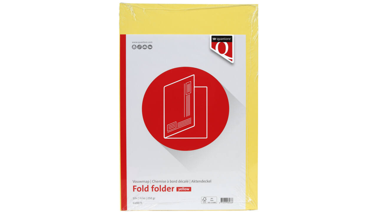 Vouwmap Quantore Folio ongelijke zijde 250gr geel