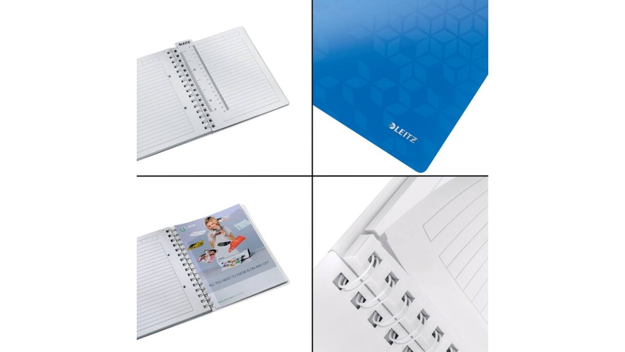 Notitieboek Leitz WOW A5 spiraal PP lijn blauw