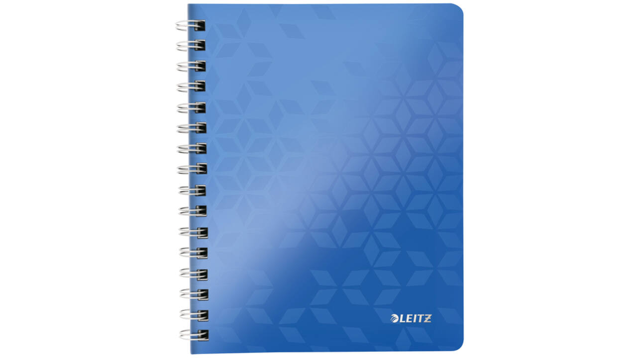 Notitieboek Leitz WOW A5 spiraal PP lijn blauw