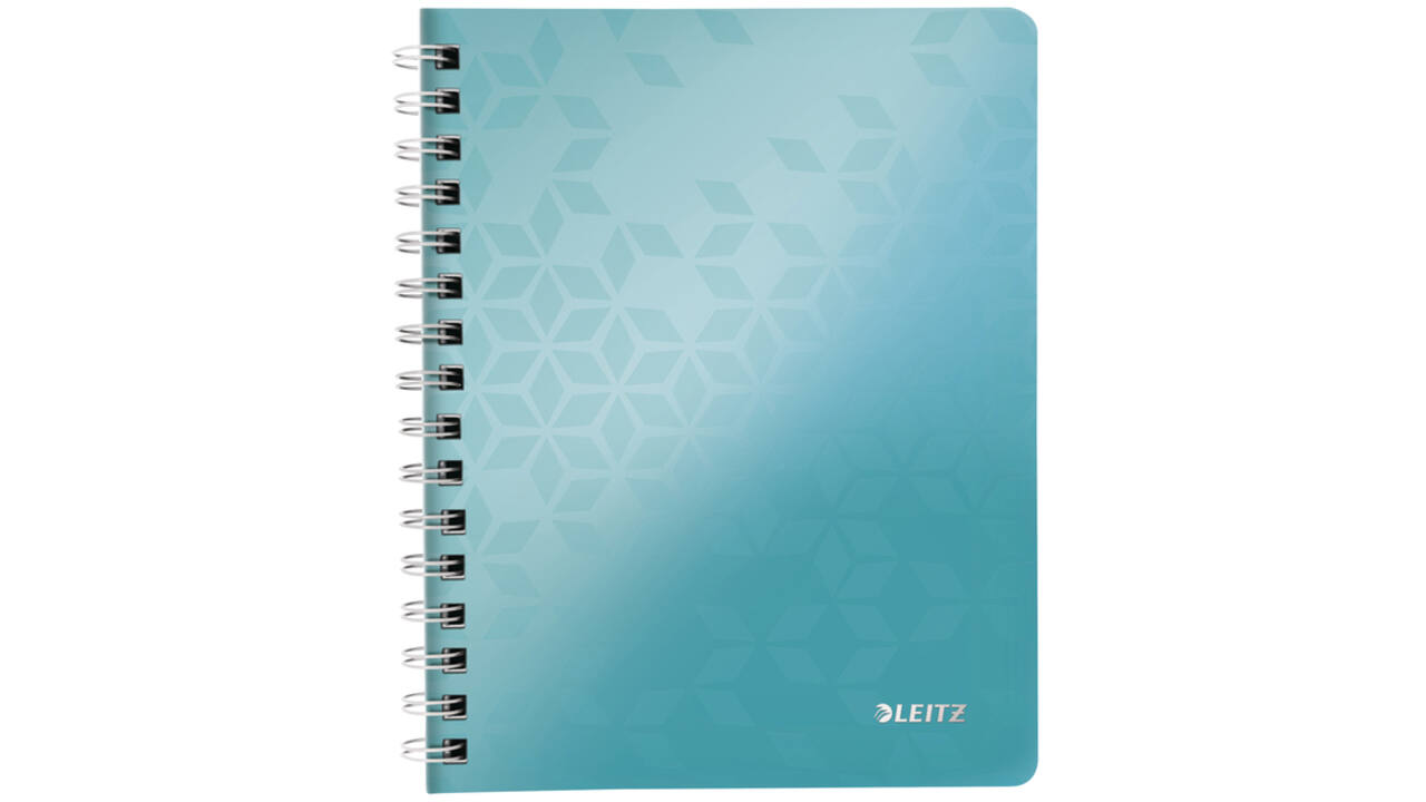 Notitieboek Leitz WOW A5 spiraal PP lijn ijsblauw