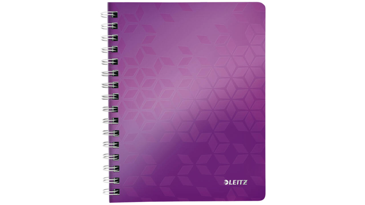 Notitieboek Leitz WOW A5 spiraal PP lijn paars