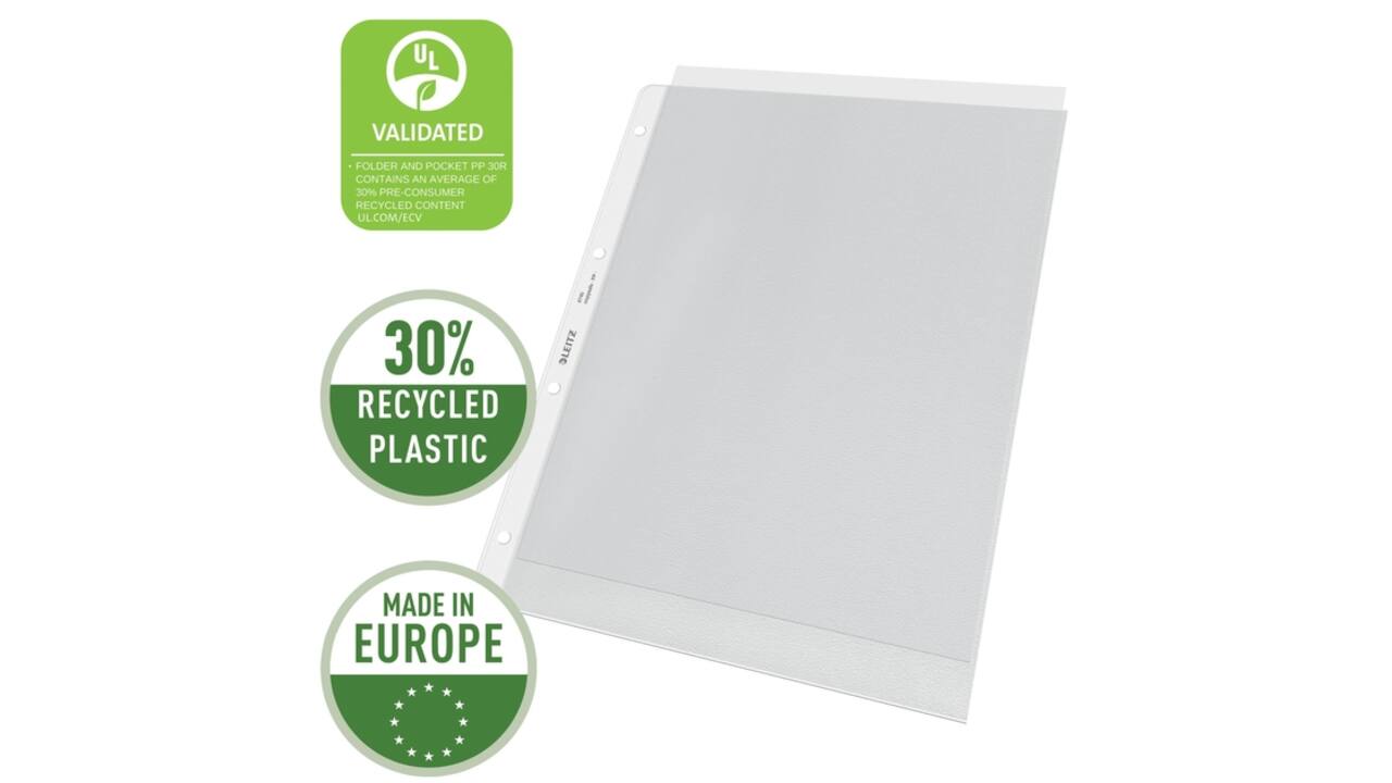 Showtas Leitz Premium copy safe 0.12mm 4-gaats PP A4 transparant 100 stuks
