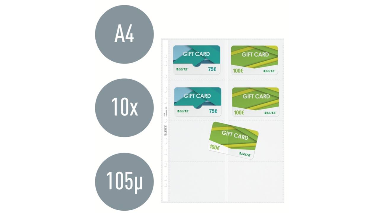 Showtas Leitz Premium voor visitekaartjes copy safe PP A4 glashelder 10 stuks