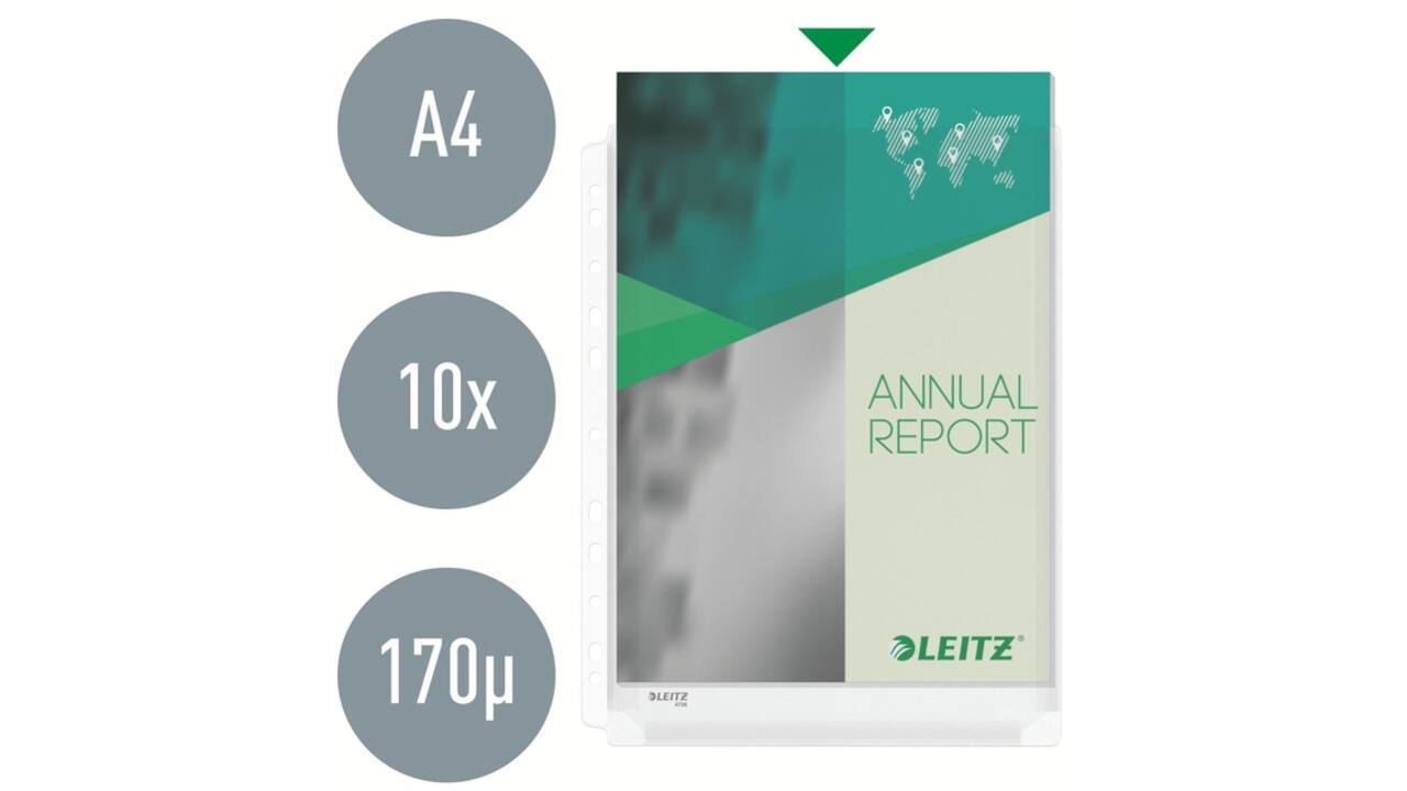 Showtas Leitz Premium copy safe 0.17mm PVC Expansievouw glashelder 10 stuks
