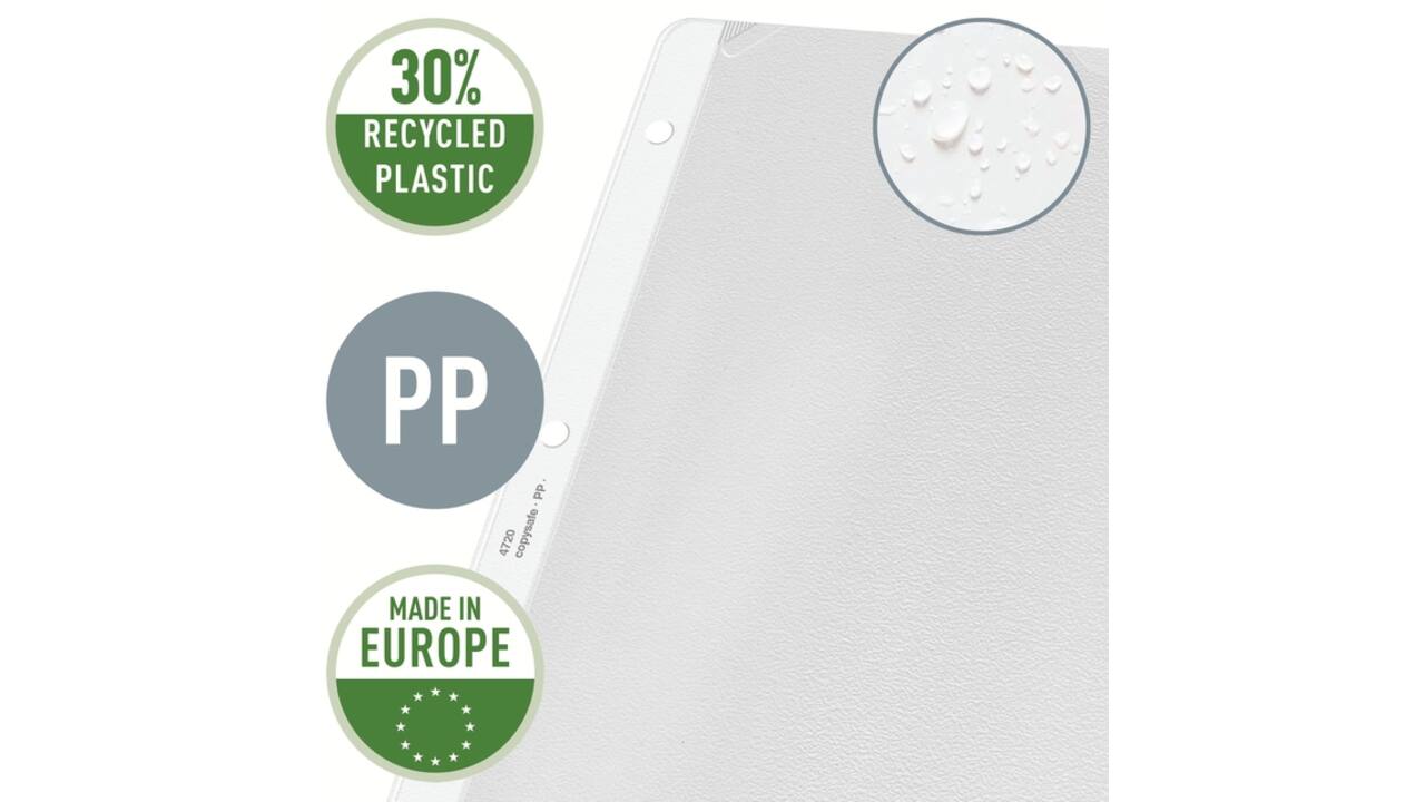 Showtas Leitz Premium copy safe 0.13mm 4-gaats PP A4 transparant 100 stuks