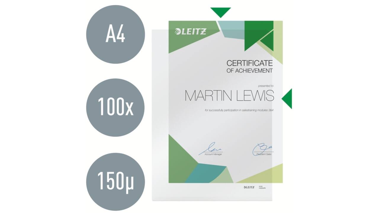 Insteekmap L-model Leitz Premium copy safe 0.15mm PVC A4 transparant 100 stuks