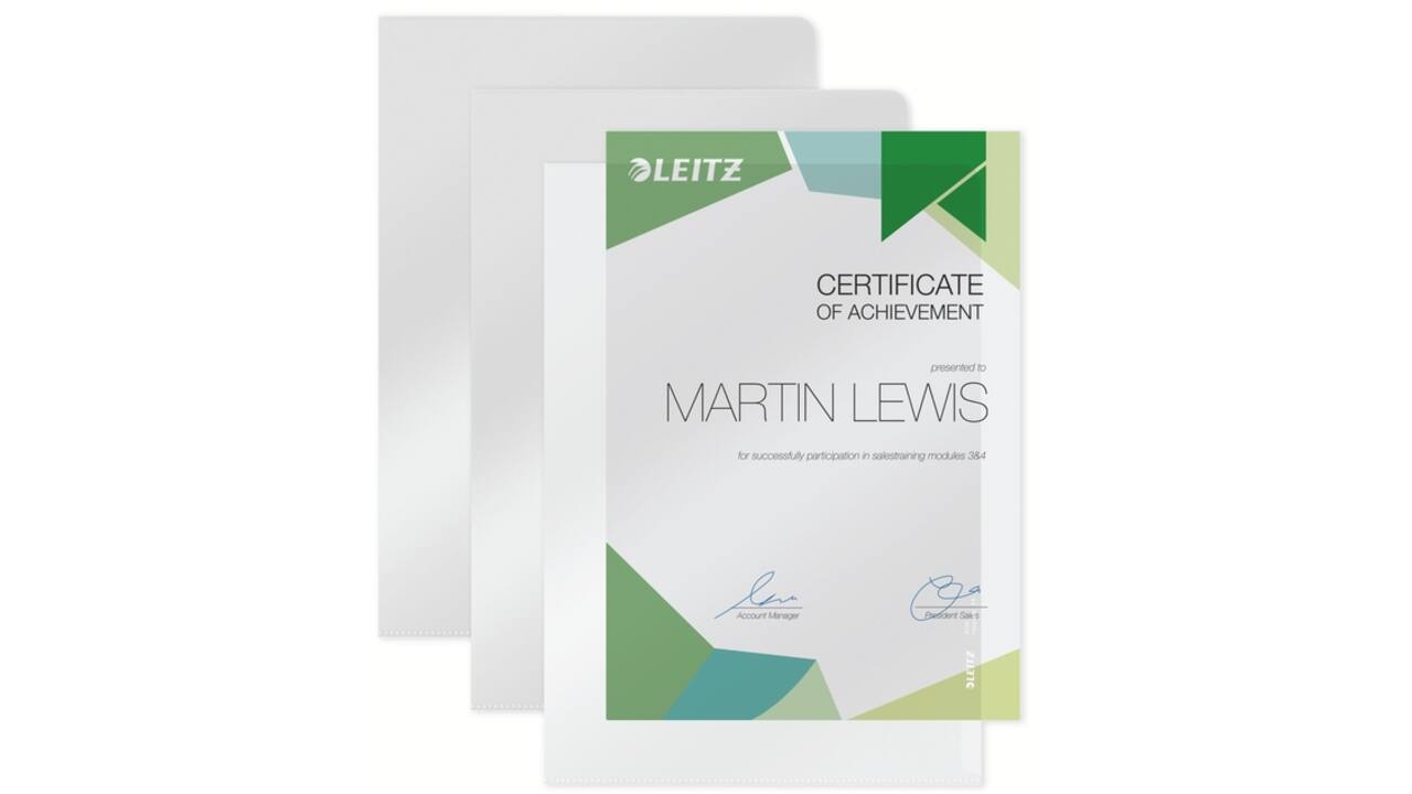 Insteekmap L-model Leitz Premium lasnaad copy safe 0.15mm PVC A4 transparant 100 stuks