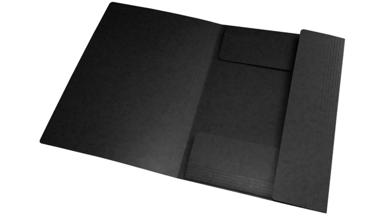 Elastomap Oxford Top File+ A4 3 kleppen 390gr zwart