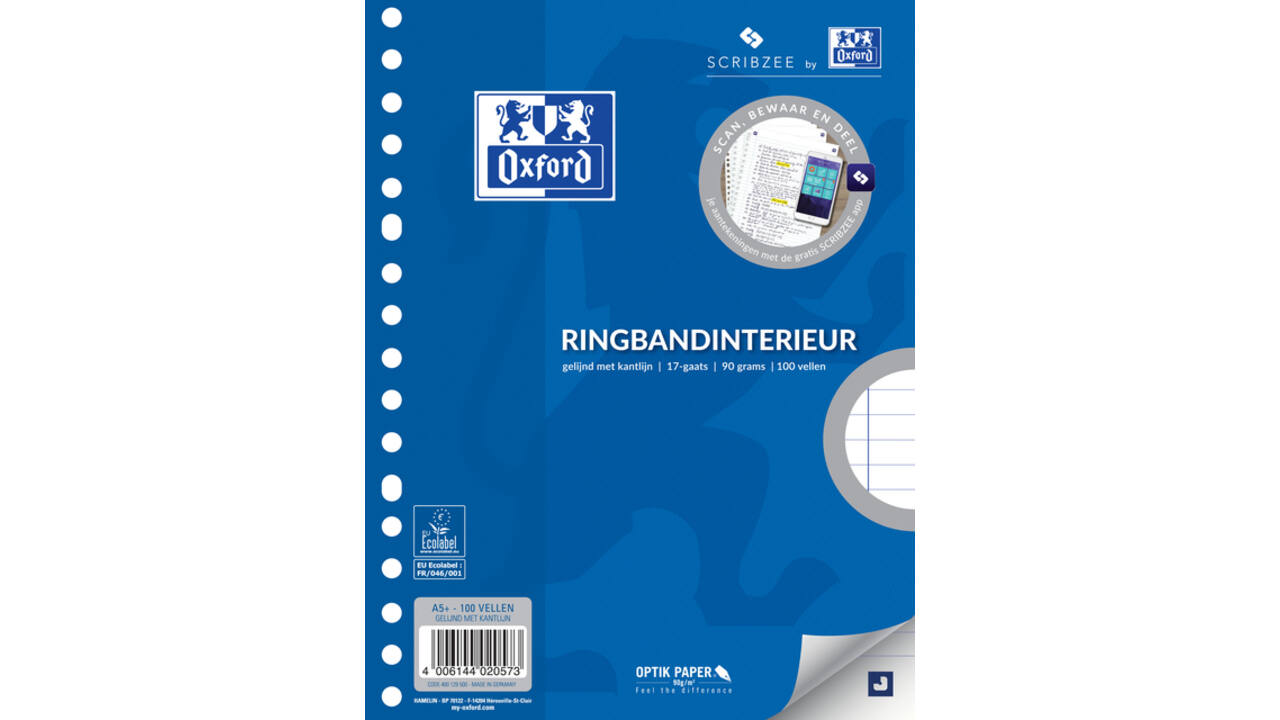 Interieur Oxford A5 17-gaats lijn 100vel