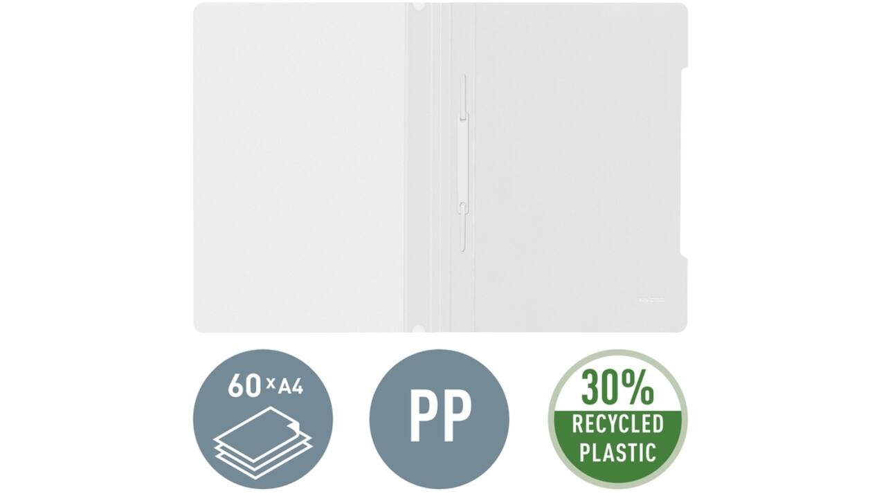 Snelhechter Leitz Standaard A4 gerecycled PP wit